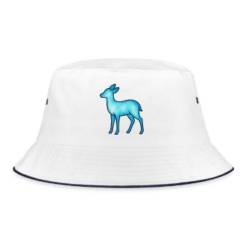 Seelentier und Wächterwesen: Hirschkuh - Bucket Hat - Weiß/Navy - Vorne