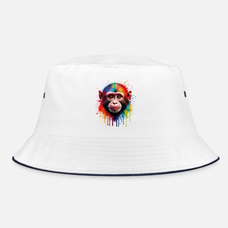 Colorful monkey with color explosion Bucket Hat