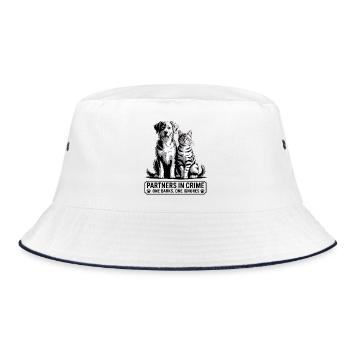 Dog and Cat Duo - Bucket Hat - white/navy - Front