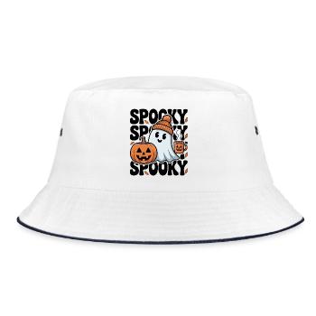 Halloween Spooky Ghost - Bucket Hat - Weiß/Navy - Vorne