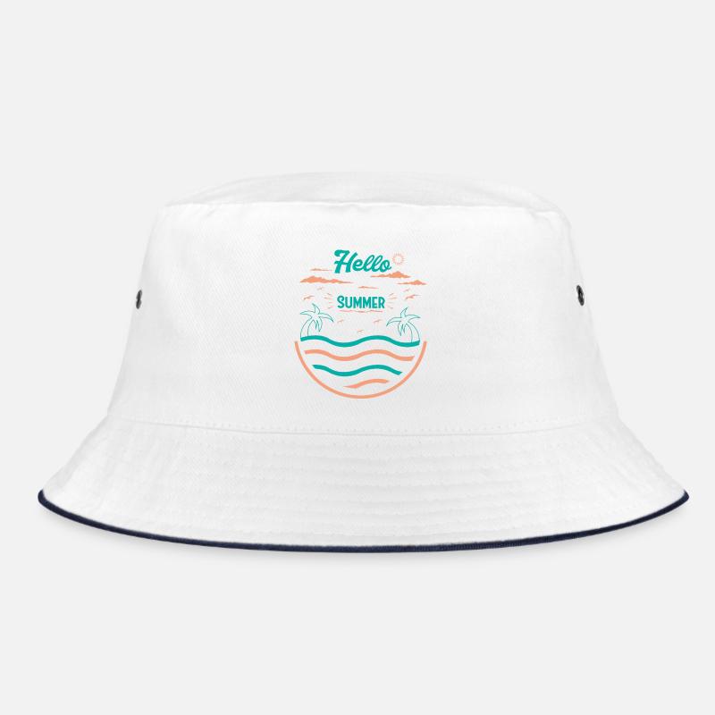 Summer Palm Tree Beach Design Bucket Hat