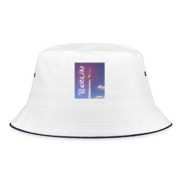 Berlin TV Tower Neon Design - Bucket Hat - white/navy - Front