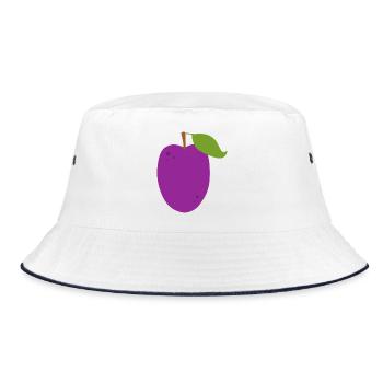 Lebendige Pflaumenfrucht Illustration - Bucket Hat - Weiß/Navy - Vorne