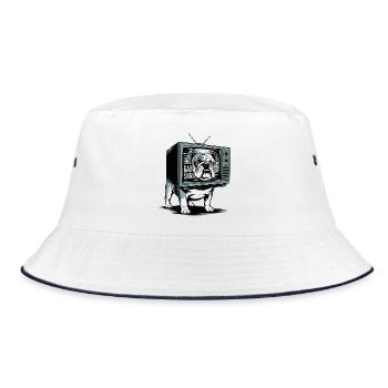 Funny Bulldog Bad Signal - Bucket Hat - white/navy - Front