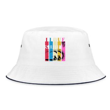 Mehrfarbige Surfwellen - Bucket Hat - Weiß/Navy - Vorne
