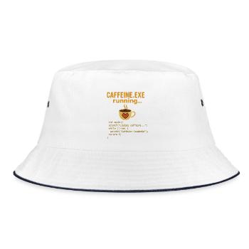 Caffeine.exe running - Bucket Hat - Weiß/Navy - Vorne