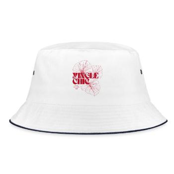 Jungle Chic Monstera Leaf Design - Bucket Hat - white/navy - Front