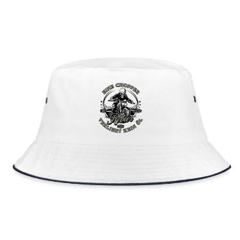 Motorrad Biker Chopper Skelett - Bucket Hat - Weiß/Navy - Vorne