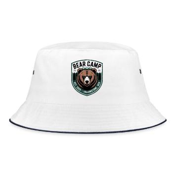 Bear Camp Patch, Yellowstone, USA - Bucket Hat - Weiß/Navy - Vorne
