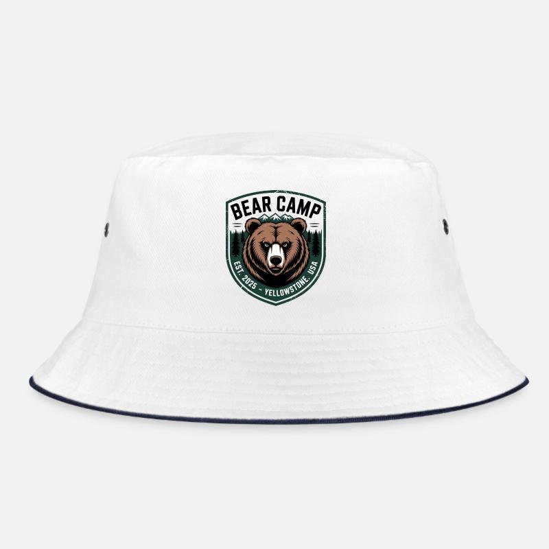 Bear Camp Patch, Yellowstone, USA Bucket Hat