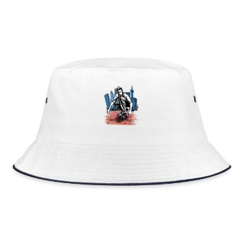 Skater im Stadtrand - Bucket Hat - Weiß/Navy - Vorne