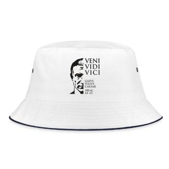 Veni Vidi Vici Caesar Zitat Kaiser - Bucket Hat - Weiß/Navy - Vorne