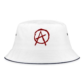 Anarchy symbol in circle - dark red - Bucket Hat - white/navy - Front