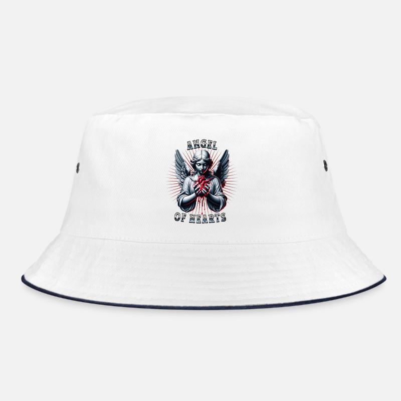 Engel mit blutendem Herz - Bucket Hat - Weiß/Navy
