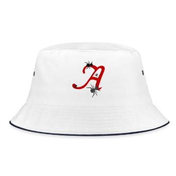 Letter A Initial - Bucket Hat - white/navy - Front