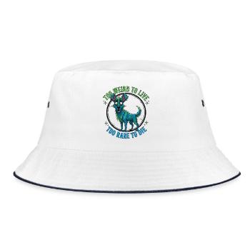 Seltsamer Hund Schwarzer Humor, Zu seltsam zum Leben, - Bucket Hat - Weiß/Navy - Vorne