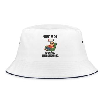 Not tired just energy efficient - Bucket Hat - white/navy - Front