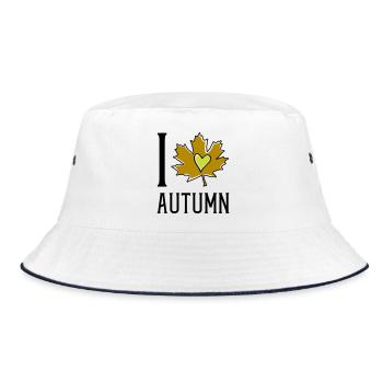 Heart in the autumn leaf - Bucket Hat - white/navy - Front