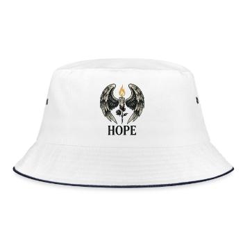 Hope Candle with Angel Wings - Bucket Hat - white/navy - Front