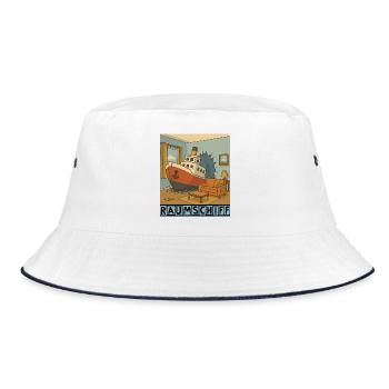 Spaceship by Rico Beck - Bucket Hat - white/navy - Front