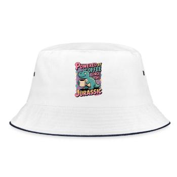 Dino Coffee Humor - Bucket Hat - white/navy - Front