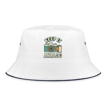 Bleib analog - Bucket Hat - Weiß/Navy - Vorne