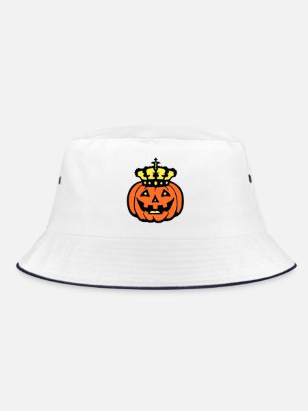 Halloween Kürbiskönig Krone König Kürbis Herrscher - Bucket Hat - Weiß/Navy