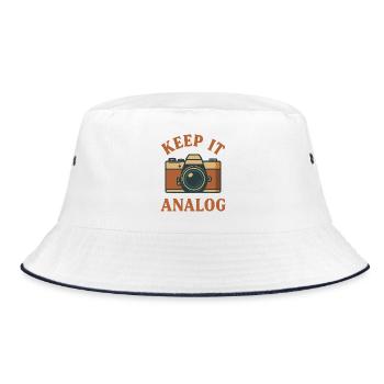 Bleib analog - Bucket Hat - Weiß/Navy - Vorne