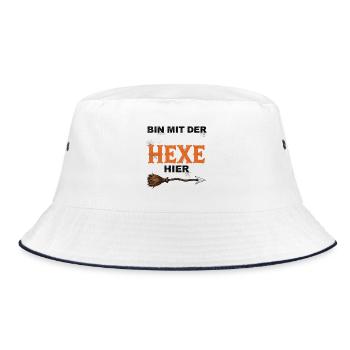 Am With The Witch Funny Halloween T-Shirt - Bucket Hat - white/navy - Front