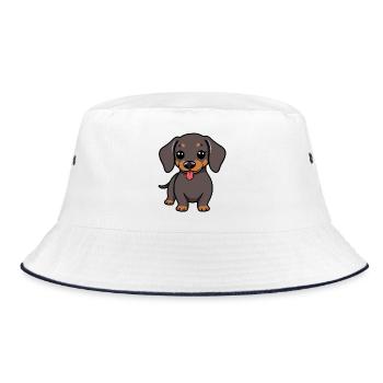 Dachshund Dog - Bucket Hat - white/navy - Front