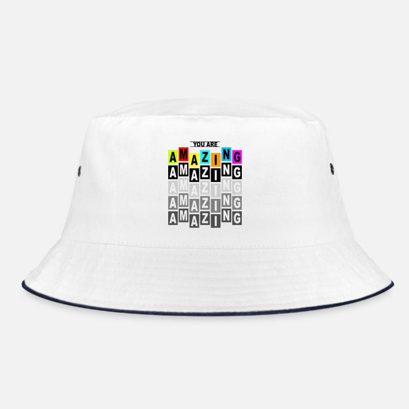 Erstaunliche bunte Pop-Art-Blöcke - Bucket Hat - Weiß/Navy