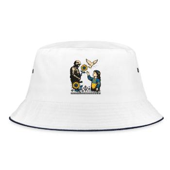 Hope in the fog of war - Bucket Hat - white/navy - Front