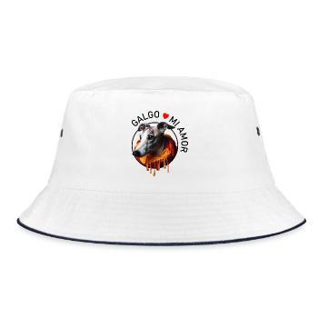 Galgo in a warm scarf - Bucket Hat - white/navy - Front