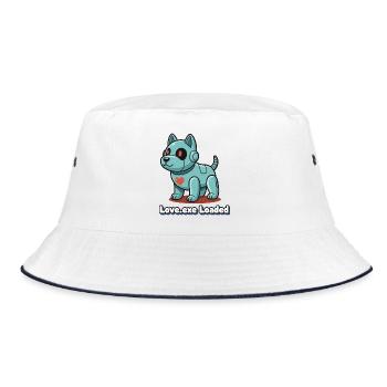 Love.exe Hund Pixel Robo - Bucket Hat - Weiß/Navy - Vorne