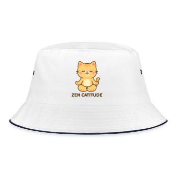 Zen Catitude - Bucket Hat - Weiß/Navy - Vorne