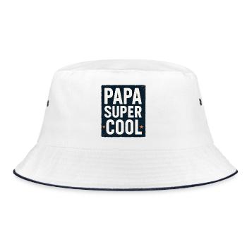 Super cooler Papa - Vatertag - Geburtstag - Bucket Hat - Weiß/Navy - Vorne