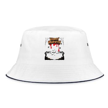Spooky Halloween Forest – Dripping Font - Bucket Hat - Weiß/Navy - Vorne