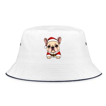 Bouledogue français comme Père Noël Noël - Bob - blanc/marine - Devant