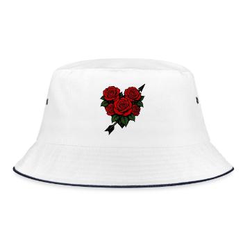 Roses heart love - Bucket Hat - white/navy - Front