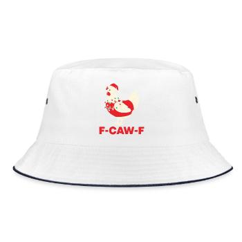 F-CAW-F Chicken Christmas Crazy Croaking Gifted - Bucket Hat - white/navy - Front