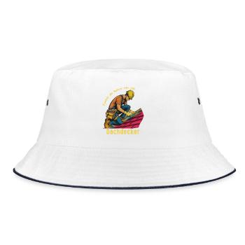 Roofer Illustration, Do as You Think! - Bucket Hat - white/navy - Front