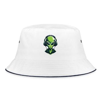Alien avec casque – Design techno minimaliste - Bob - blanc/marine - Devant