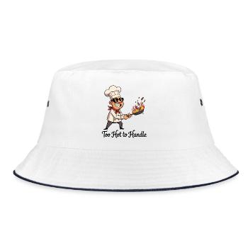 Cooking hero with fire pan - Bucket Hat - white/navy - Front
