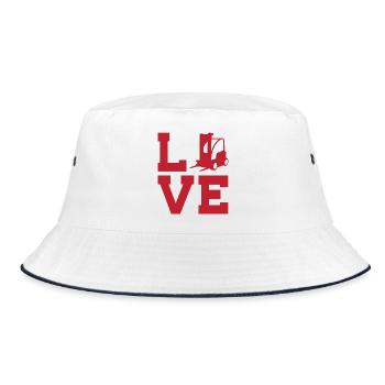 Liebe zum Lager  und Spedition– Gabelstapler - Bucket Hat - Weiß/Navy - Vorne