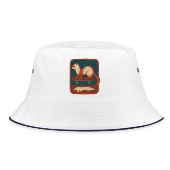 Ferret on Skateboard Retro - Bucket Hat - white/navy - Front