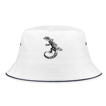 Leopardgecko - Bucket Hat - Weiß/Navy - Vorne