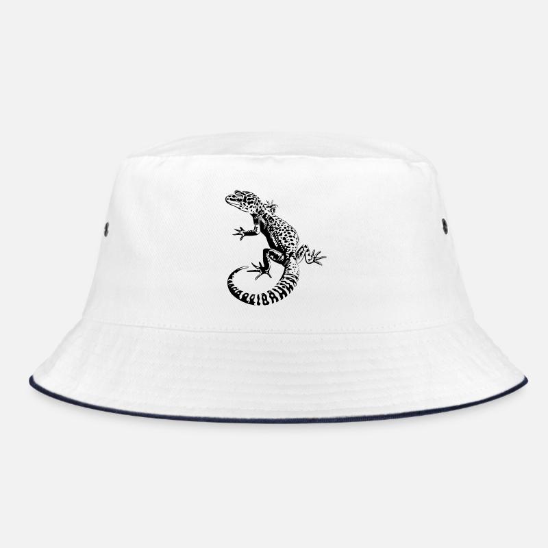 Leopardgecko - Bucket Hat - Weiß/Navy