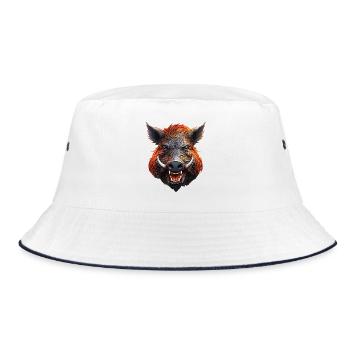 Keiler-Wildschwein - Bucket Hat - Weiß/Navy - Vorne