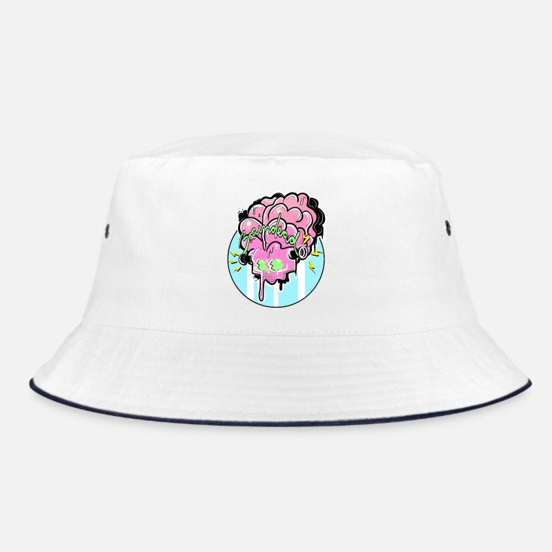 Gehirn Graffiti Power - Bucket Hat - Weiß/Navy