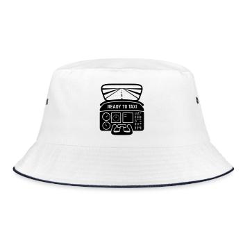 Ready To Taxi Cockpit Flying Airplane Silhouette - Bucket Hat - white/navy - Front